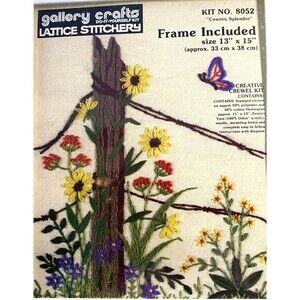 Gallery Crafts Kit No. 8052 Do-It-Yourself Kit Lattice Stitchery Frame Included